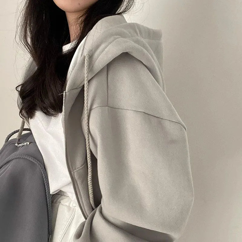 Sudadera Zip Oversized Crop